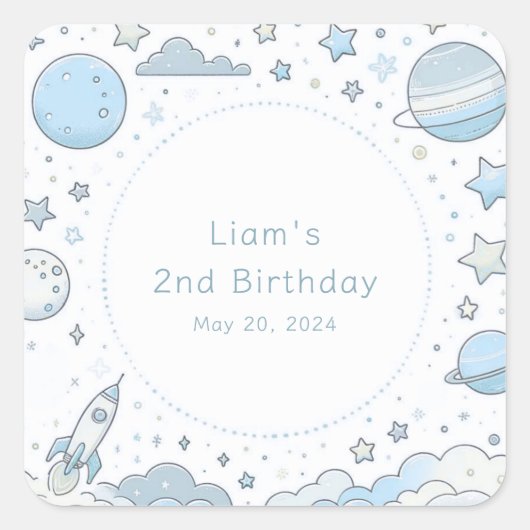 Kleiner Astronaut, große Welt Quadratischer Aufkleber (Vorderseite)