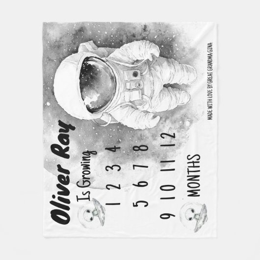 Kleiner Astronaut-Milestone-Leder Fleecedecke (Vorderseite)