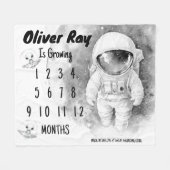 Kleiner Astronaut-Milestone-Leder Fleecedecke (Vorderseite (Horizontal))