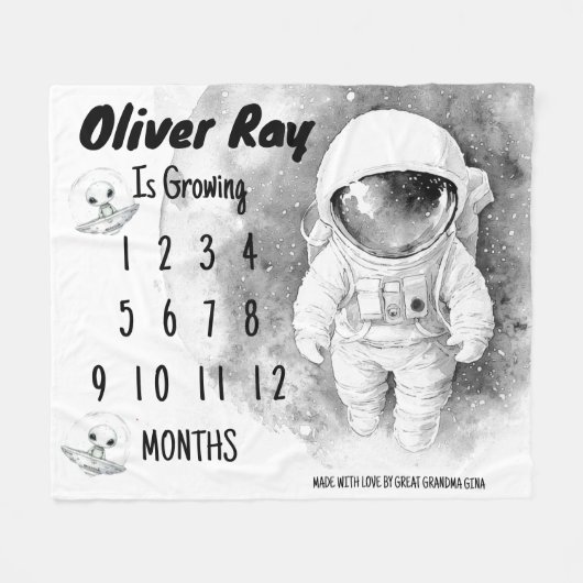 Kleiner Astronaut-Milestone-Leder Fleecedecke (Vorderseite (Horizontal))