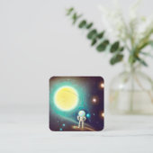 Kleiner Astronaut Quadratische Visitenkarte (Stehend Vorderseite)