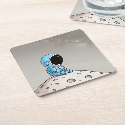 Kleiner Astronaut Rechteckiger Pappuntersetzer (angewinkelt)