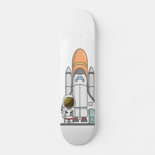 Kleiner Astronaut und Raumschiff Skateboard (Vorderseite)