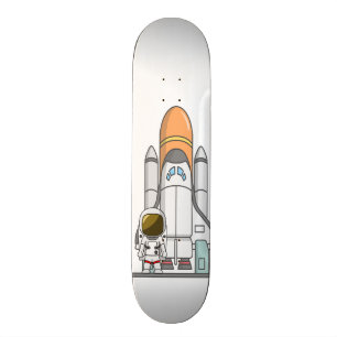 Kleiner Astronaut und Raumschiff Skateboard