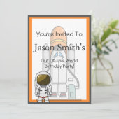 Kleiner Astronauten-u. Raumschiff-Geburtstag Einladung (Stehend Vorderseite)