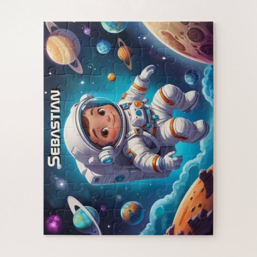 Kleiner Astronautenjunge im Sonnensystem Personali Puzzle (Vertikal)
