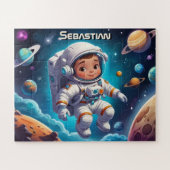 Kleiner Astronautenjunge im Sonnensystem Personali Puzzle (Horizontal)