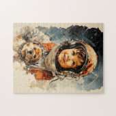 Kleiner Astronautenjunge und Hund Puzzle (Horizontal)