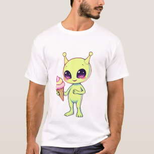 Kleiner Außerirdischer mit einer Eistüte T-Shirt