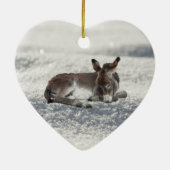 Kleiner Baby-Donkey im Schnee Keramik Ornament (Hinten)