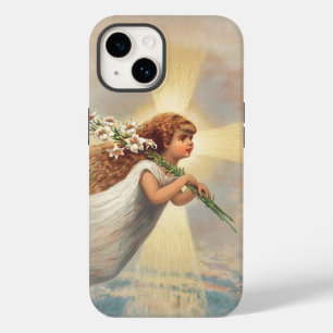 Kleiner Baby-Engel hält Lilien Case-Mate iPhone 14 Hülle