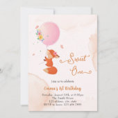 Kleiner Babyfuchs mit Ballon Einladung (Vorderseite)