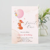 Kleiner Babyfuchs mit Ballon Einladung (Stehend Vorderseite)