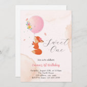 Kleiner Babyfuchs mit Ballon Einladung (Vorne/Hinten)