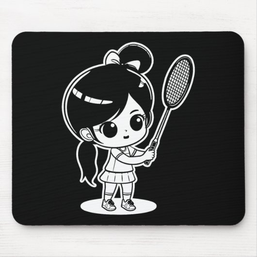 Kleiner Badmintonist Cartoon Shuttle Mousepad (Vorne)