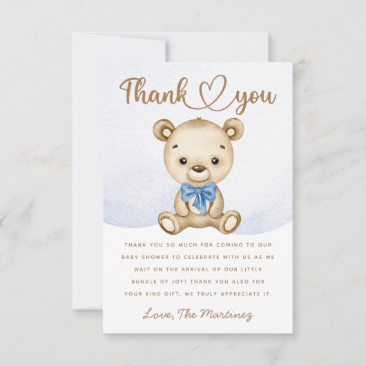 Kleiner Bär Baby Dusche Dankeschön Karte (Vorderseite)