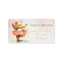 Kleiner Bär Ballerina Aquarellfarbe Rosa Geburtsta