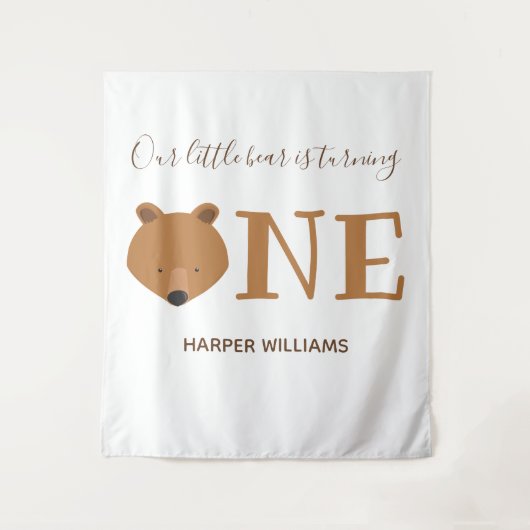 Kleiner Bär, der ein Süße Tier zum ersten Geburtst Wandteppich (Vorderseite)
