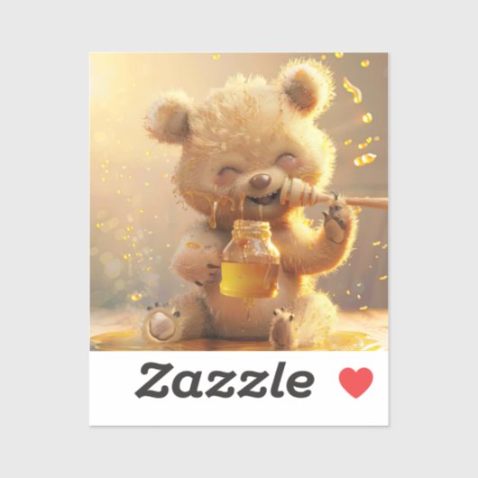 Kleiner Bär frisst Honig Aufkleber (Blatt)