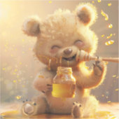 Kleiner Bär frisst Honig Aufkleber (Vorderseite)
