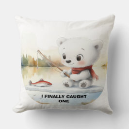 Kleiner Bär hat endlich einen Fisch angelandet Kissen