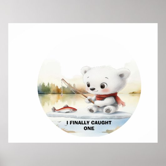 Kleiner Bär hat endlich einen Fisch angelandet Poster (Vorne)