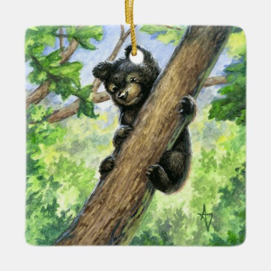 Kleiner Bär mit Aussicht Keramikornament (Vorderseite)