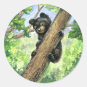 Kleiner Bär mit Aussicht Runder Aufkleber (Vorderseite)
