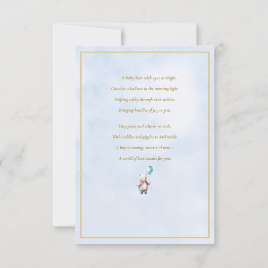 Kleiner Bär mit Ballon Babydusche (Rückseite)