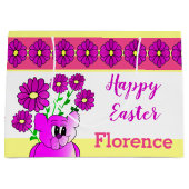 kleiner Bär mit Blume Große Geschenktüte (Vorderseite)