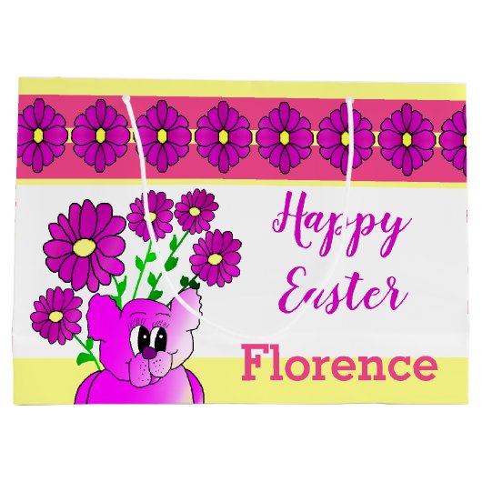 kleiner Bär mit Blume Große Geschenktüte (Rückseite)