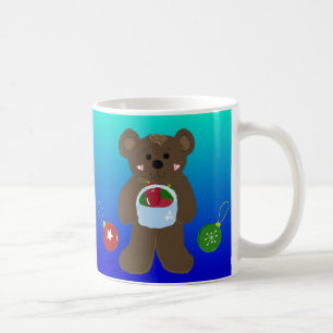 Kleiner Bär mit einem Korb voller Weihnachtsbaumsc Kaffeetasse
