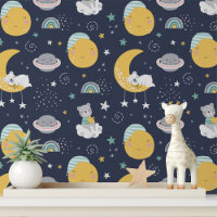 Kleiner Bär Niedlicher Mond Sterne Planeten Kinder