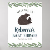 Kleiner Bär Rustikale Babydusche Begrüßungszeichen Poster (Vorne)