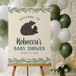 Kleiner Bär Rustikale Babydusche Begrüßungszeichen Poster