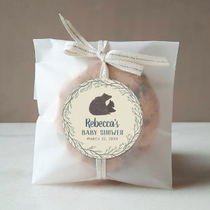 Kleiner Bär Rustikale Babydusche Runder Aufkleber