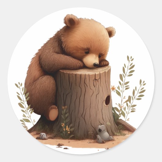 Kleiner Bär schlafen Runder Aufkleber (Vorderseite)