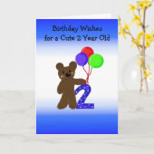 Kleiner Bär zwei Jahre alt Geburtstag Karte (Gelbe Blume)