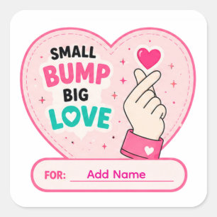 💗 Kleiner Bauch Groß Liebe Baby Shower Name 💗 Quadratischer Aufkleber