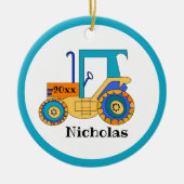 Kleiner Bauer Traktor Keramik Ornament (Vorne)