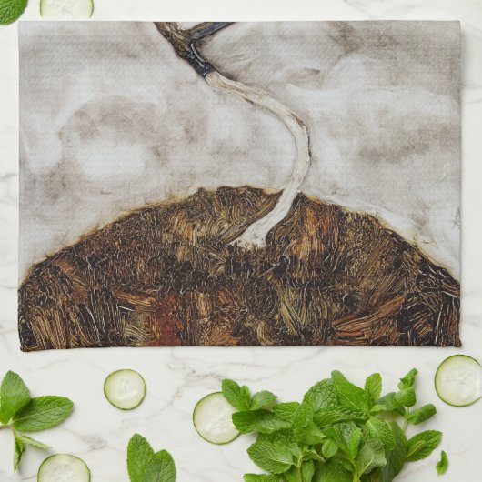 Kleiner Baum im Spätherbst von Egon Schiele Geschirrtuch (Gefaltet)