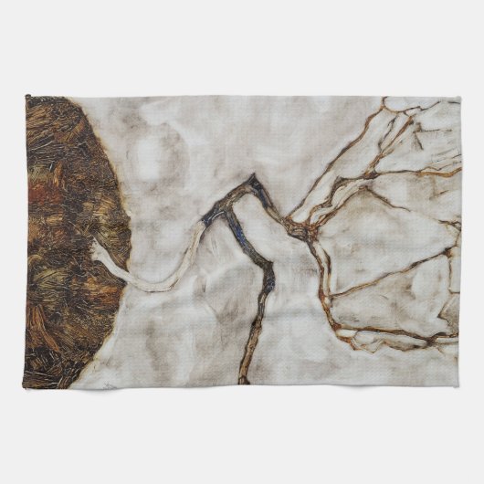 Kleiner Baum im Spätherbst von Egon Schiele Geschirrtuch (Horizontal)