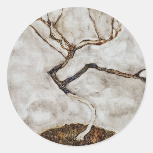 Kleiner Baum im Spätherbst von Egon Schiele Runder Aufkleber (Vorderseite)