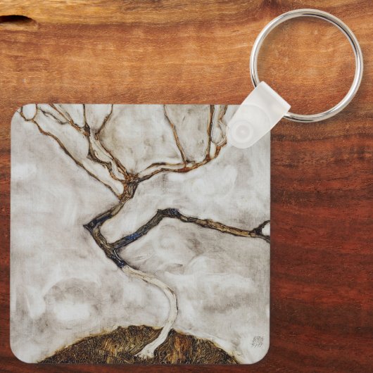 Kleiner Baum im Spätherbst von Egon Schiele Schlüsselanhänger (Rückseite)