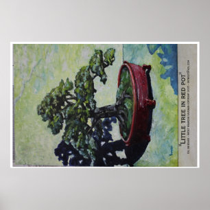 Kleiner Baum in rotem Topf Poster