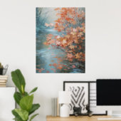 Kleiner Baum neben dem Fluss Herbst Kunst Poster (Heimbüro)
