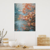 Kleiner Baum neben dem Fluss Herbst Kunst Poster (Küche)