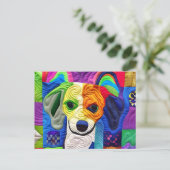 Kleiner Beagle-Welpe-Quilt wie Design Postkarte (Stehend Vorderseite)