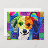 Kleiner Beagle-Welpe-Quilt wie Design Postkarte (Vorne/Hinten)