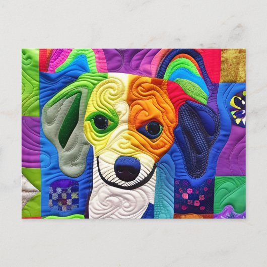 Kleiner Beagle-Welpe-Quilt wie Design Postkarte (Vorderseite)